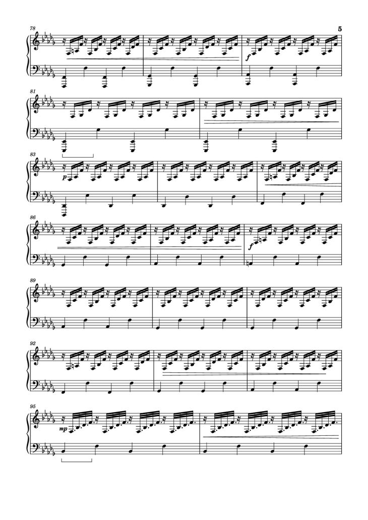Page 5 of the piano sheet music PDF Piano – Hammers - Nils Frahm by Undefined