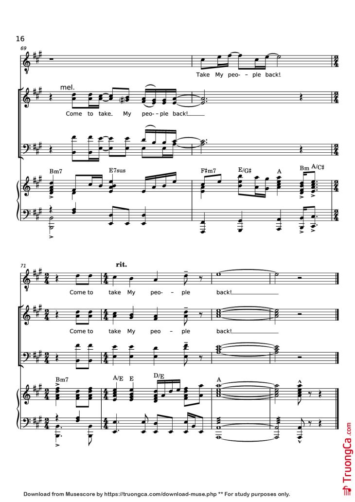 Page 16 of the piano sheet music PDF Piano – Rise Again Piano by Words and Music by