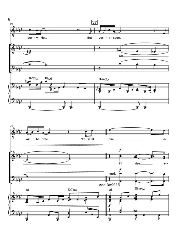 Page 6 of the piano sheet music PDF Piano – Rise Again Piano by Words and Music by