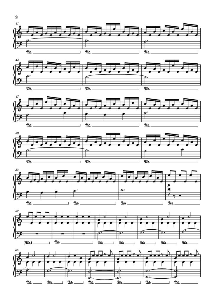 Page 2 of the piano sheet music PDF Piano – Interstellar Piano Easy by Undefined