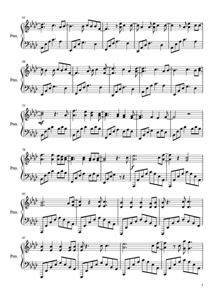 Page 3 of the piano sheet music PDF Piano – All of me Piano by John Legend
