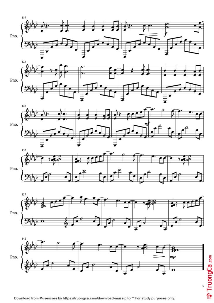 Page 5 of the piano sheet music PDF Piano – All of me Piano by John Legend