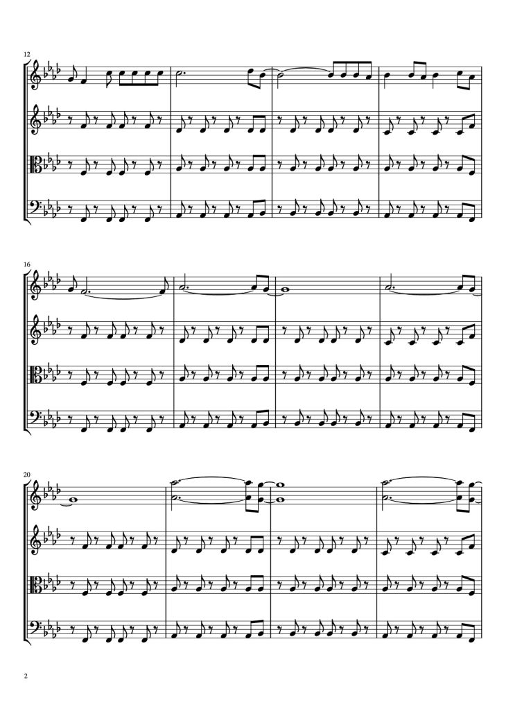 Page 2 of the piano sheet music PDF – Viva La Vida - String Quartet Violin by Coldplay Arr. TemmieTheMusicMaster