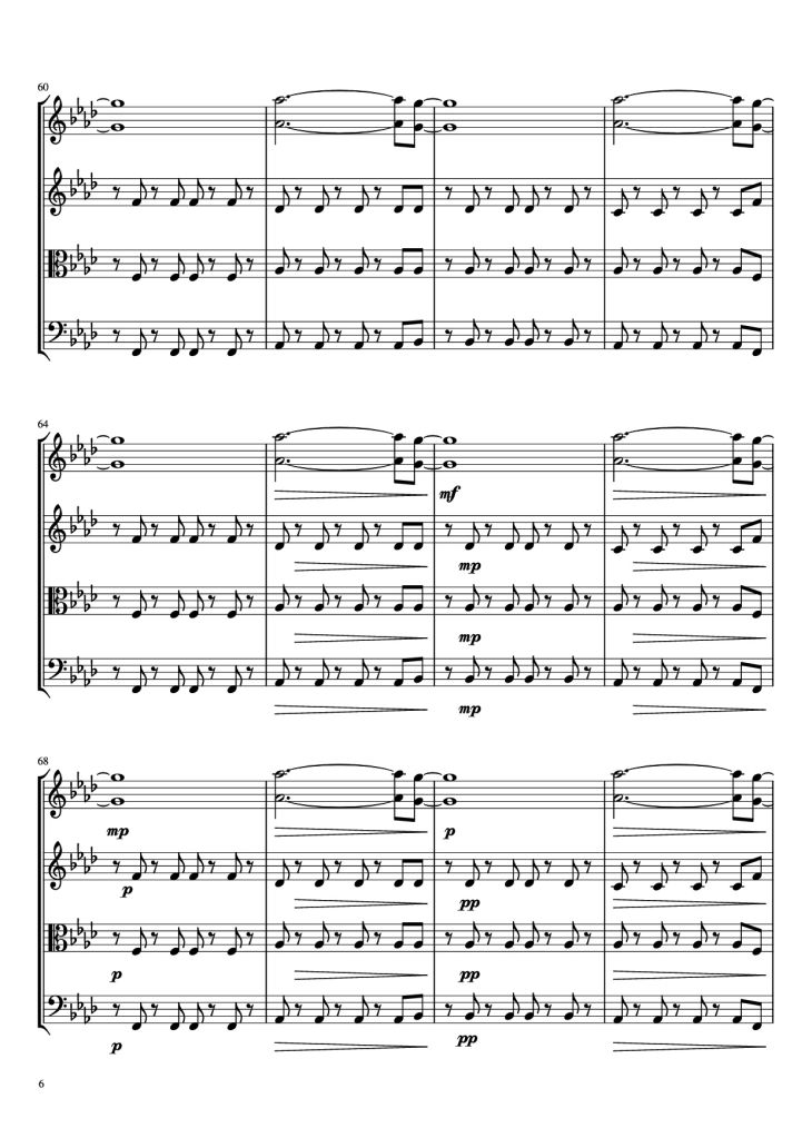Page 6 of the piano sheet music PDF – Viva La Vida - String Quartet Violin by Coldplay Arr. TemmieTheMusicMaster