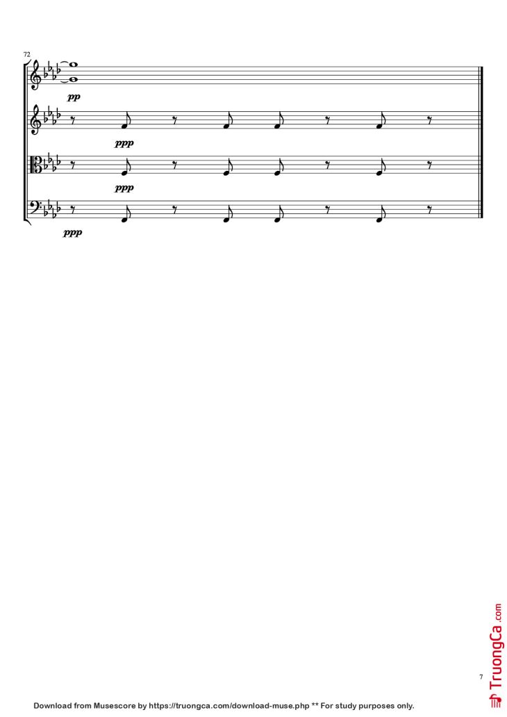 Page 7 of the piano sheet music PDF – Viva La Vida - String Quartet Violin by Coldplay Arr. TemmieTheMusicMaster