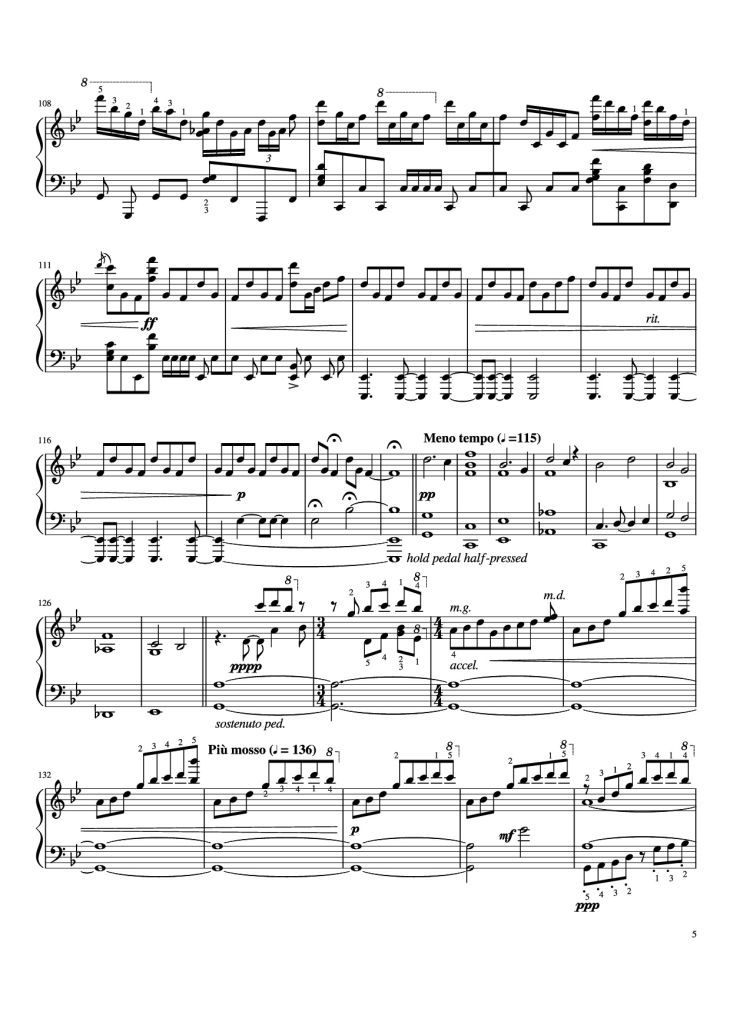 Page 5 of the piano sheet music PDF Piano – Alpha Piano by Daniel Rosenfeld