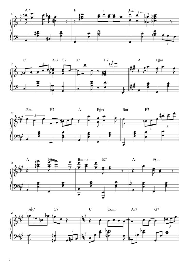 Page 2 of the piano sheet music PDF Piano – Dream a little dream of me Piano by Fabian Andre