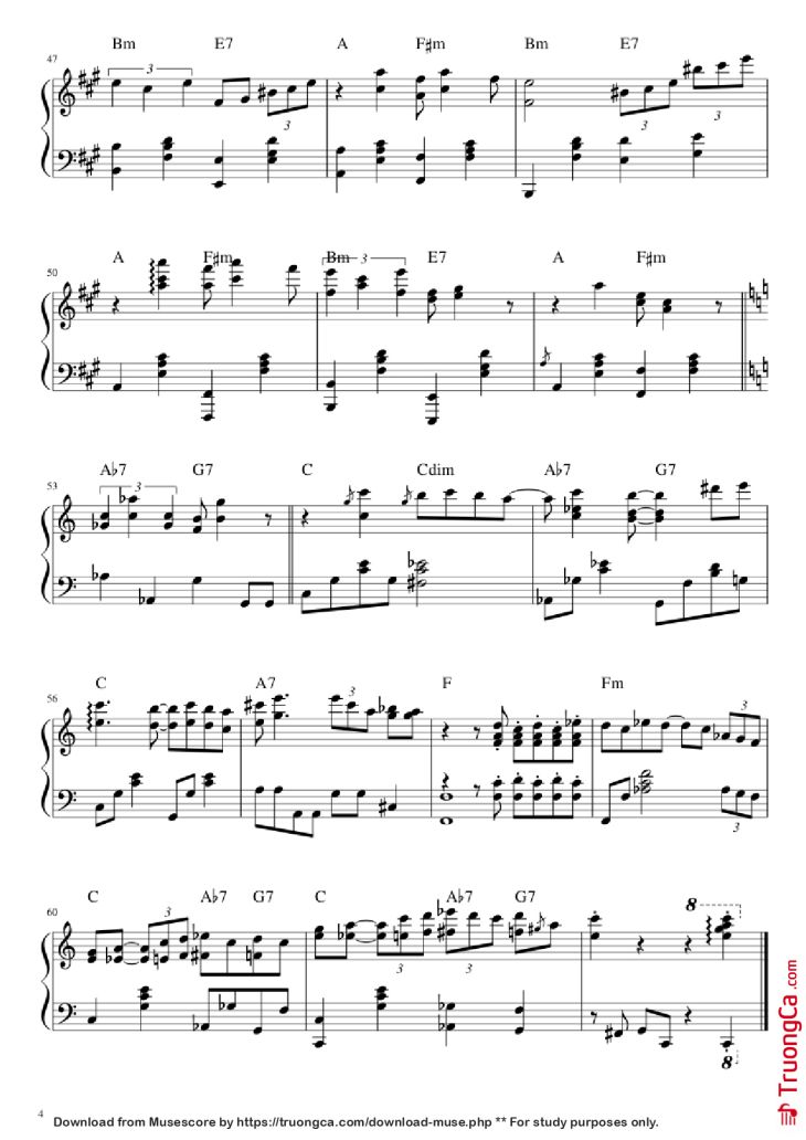 Page 4 of the piano sheet music PDF Piano – Dream a little dream of me Piano by Fabian Andre