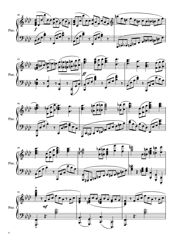 Page 4 of the piano sheet music PDF Piano – LILI Piano by Rigel Theatre