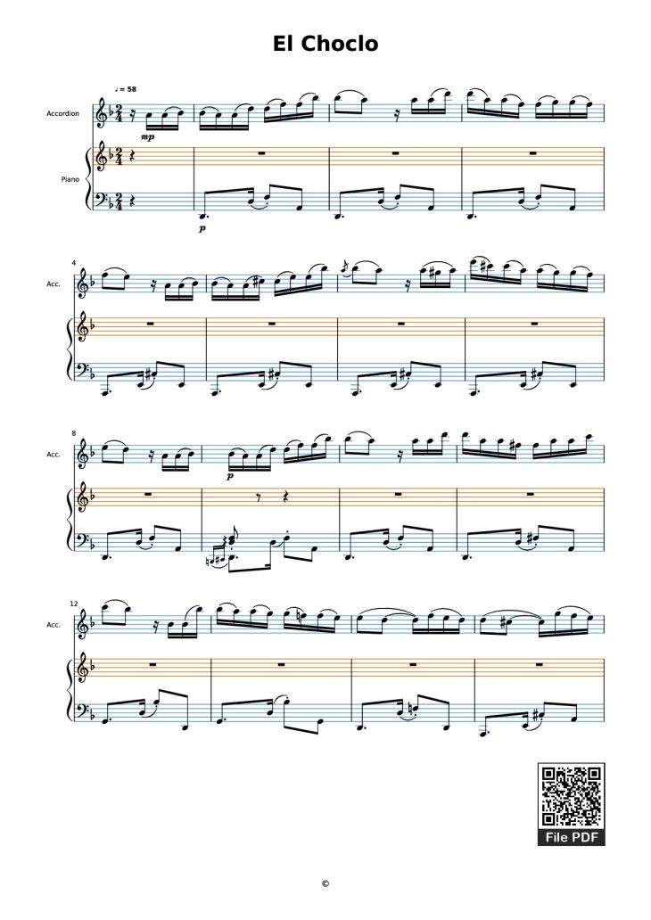 Page 1 of the piano sheet music PDF Piano – El Choclo Piano by Undefined