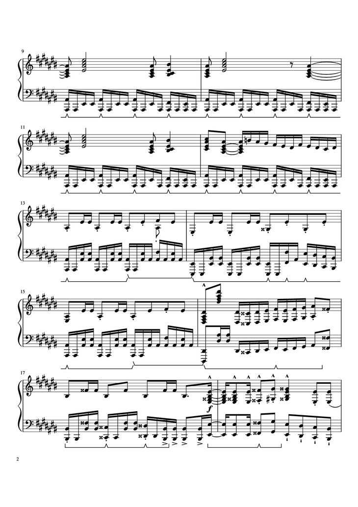 Page 2 of the piano sheet music PDF – Prince Ali Piano by F.I.R.E