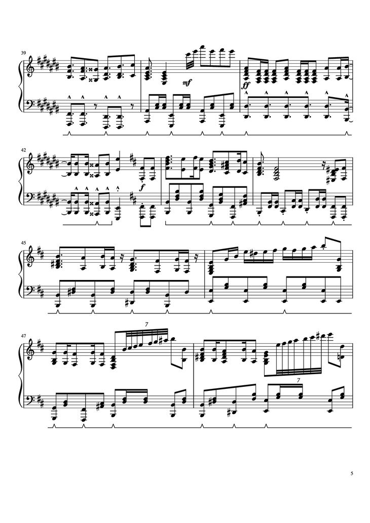 Page 5 of the piano sheet music PDF – Prince Ali Piano by F.I.R.E