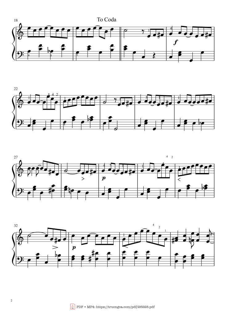 Page 2 of the piano sheet music PDF Piano – The Entertainer Piano Easy by Scott Joplin