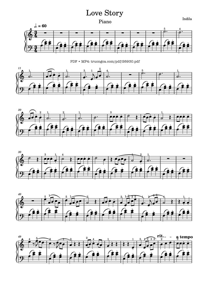 Page 1 of the piano sheet music PDF Piano – Love Story Piano by Indila