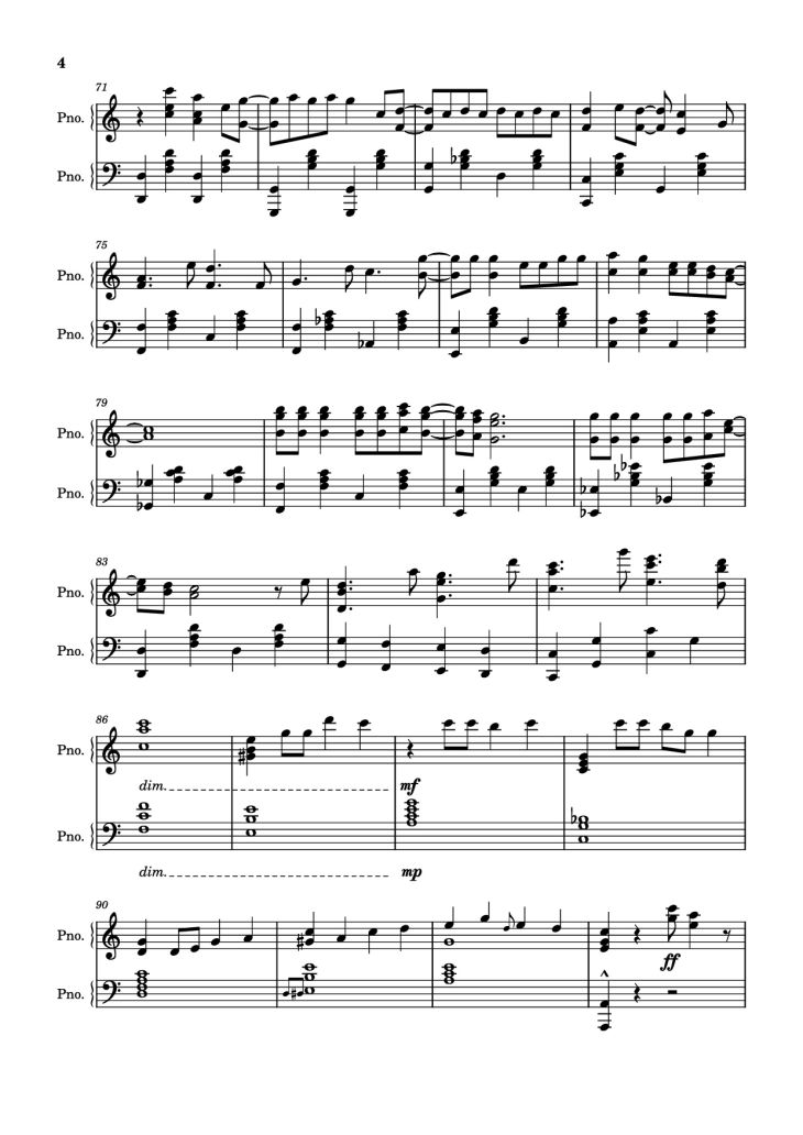Page 4 of the piano sheet music PDF Piano – Being low as dirt, taking what