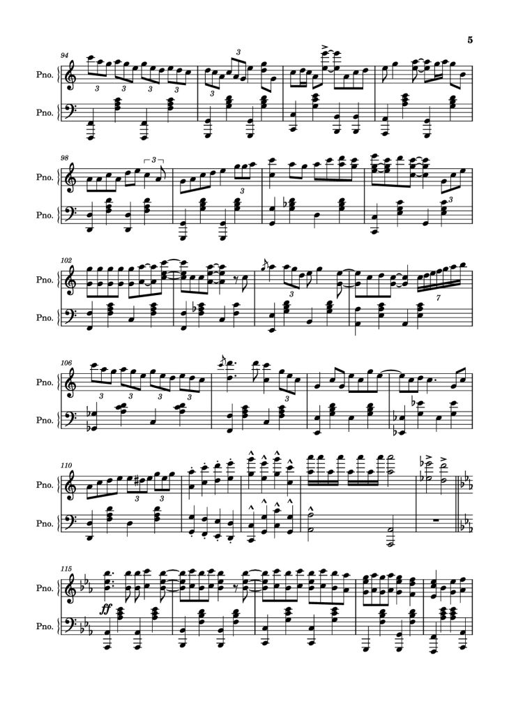 Page 5 of the piano sheet music PDF Piano – Being low as dirt, taking what