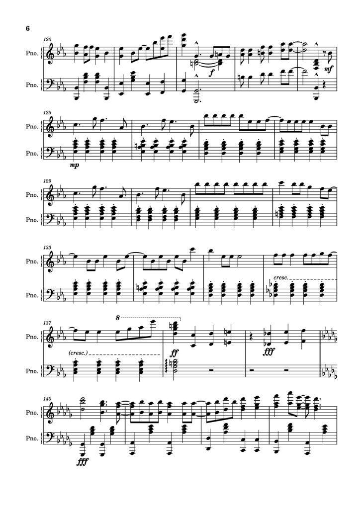 Page 6 of the piano sheet music PDF Piano – Being low as dirt, taking what