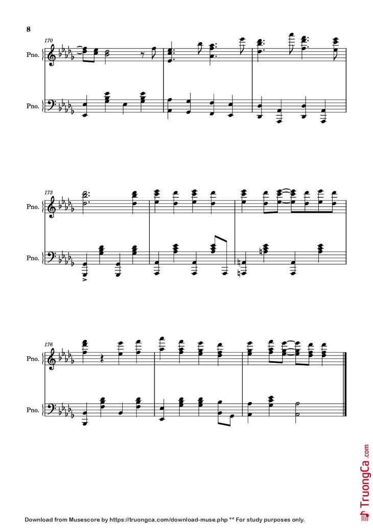 Page 8 of the piano sheet music PDF Piano – Being low as dirt, taking what