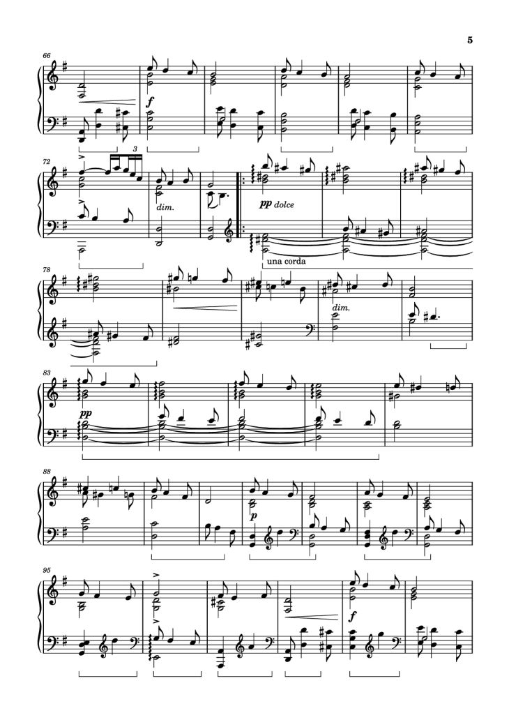 Page 5 of the piano sheet music PDF Piano – Wedding Day at Troldhaugen Piano by Vincent