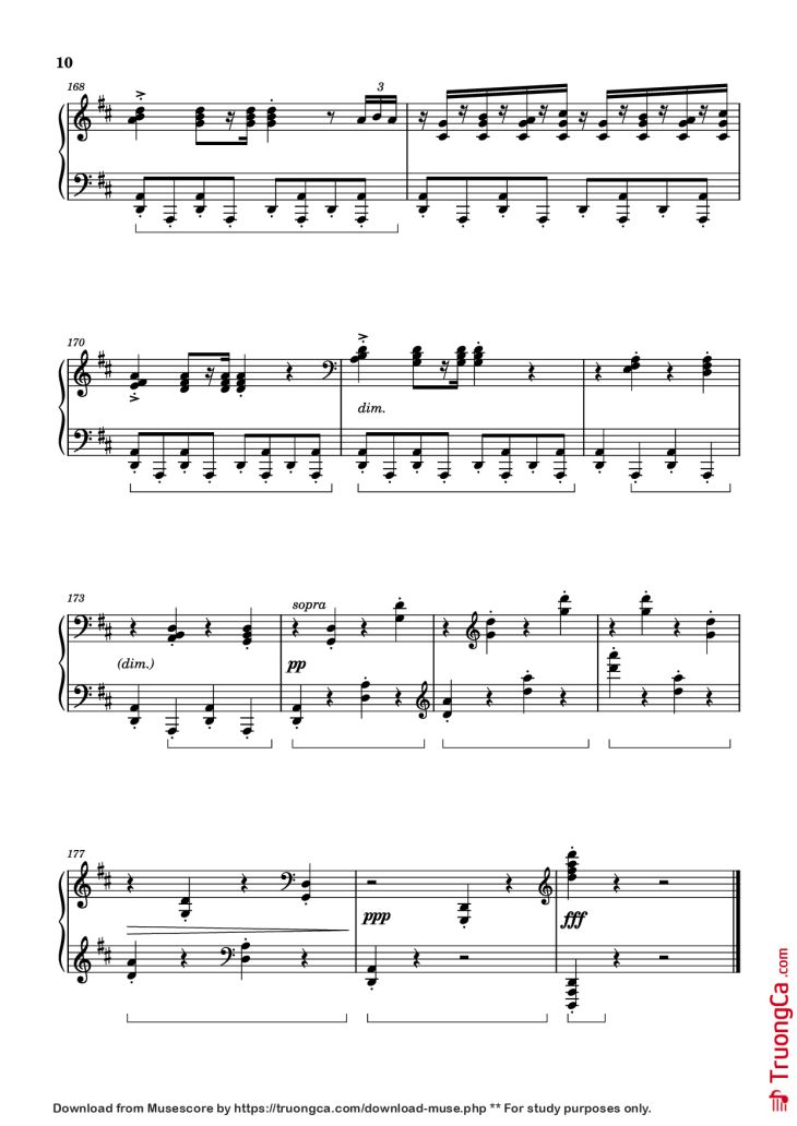 Page 10 of the piano sheet music PDF Piano – Wedding Day at Troldhaugen Piano by Vincent