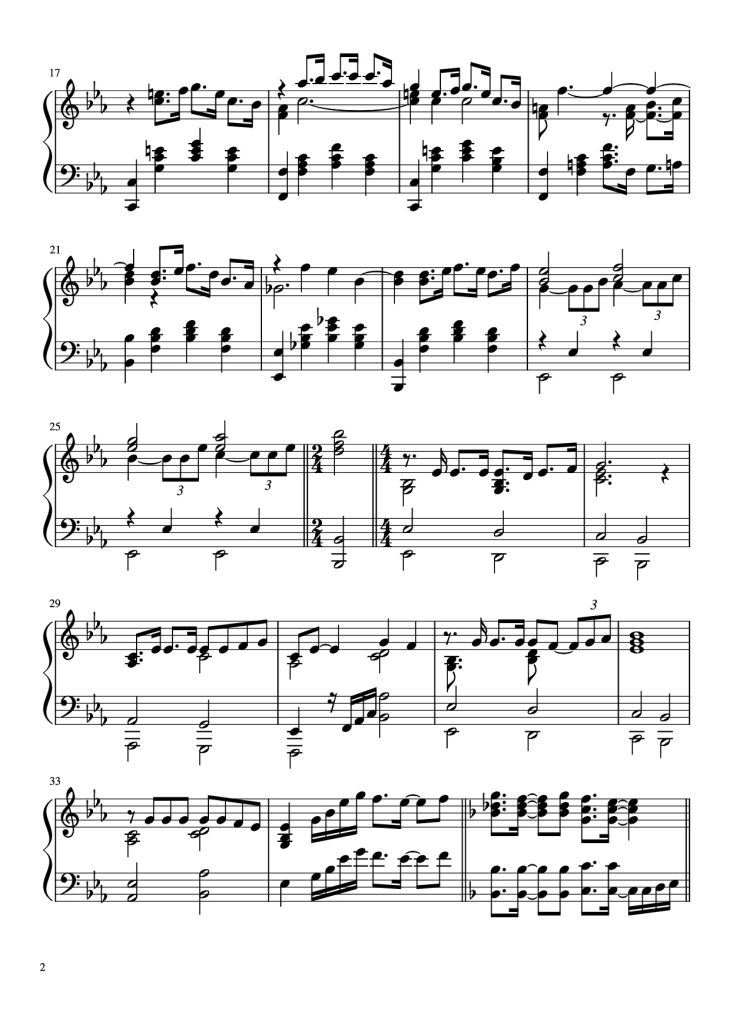 Page 2 of the piano sheet music PDF Piano – I Dreamed A Dream Piano by Music By Claude-Michel Schonber