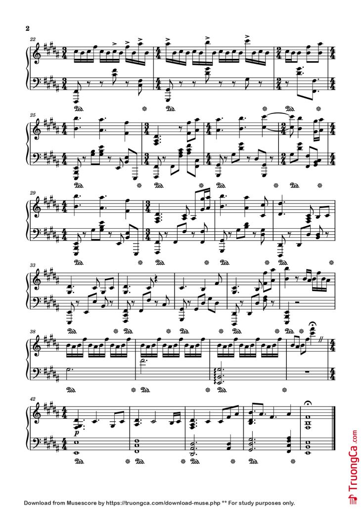 Page 2 of the piano sheet music PDF Piano – Sakura
