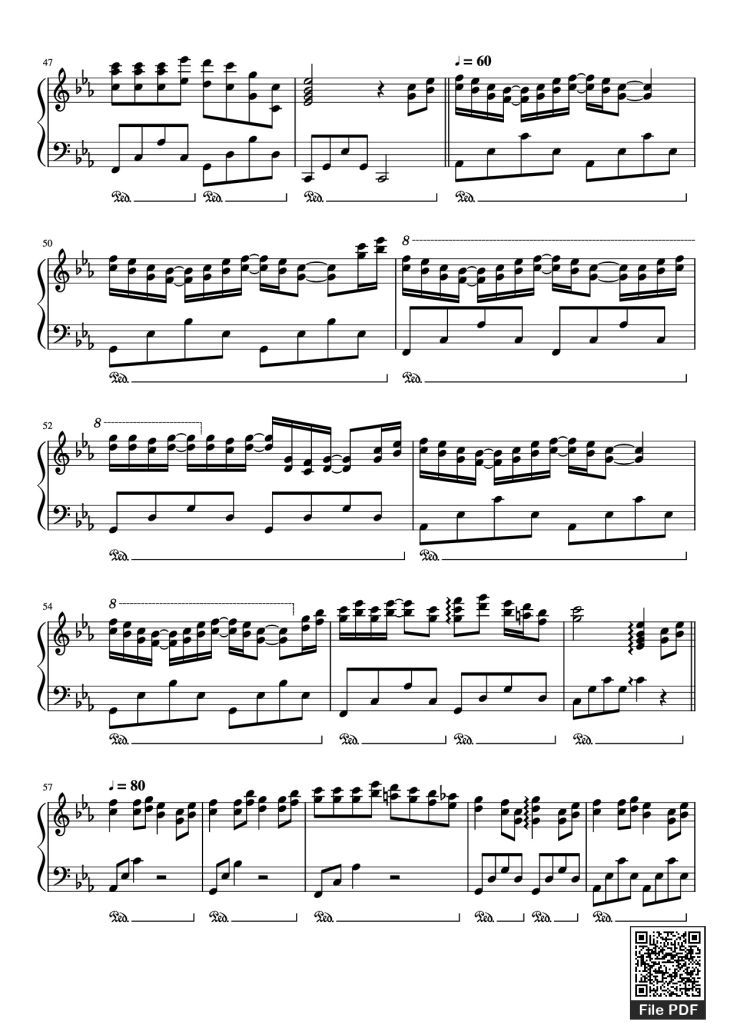 Page 3 of the piano sheet music PDF Piano – The Wind Forest (from My Neighbour Totoro) Piano by Joe Hisaishi