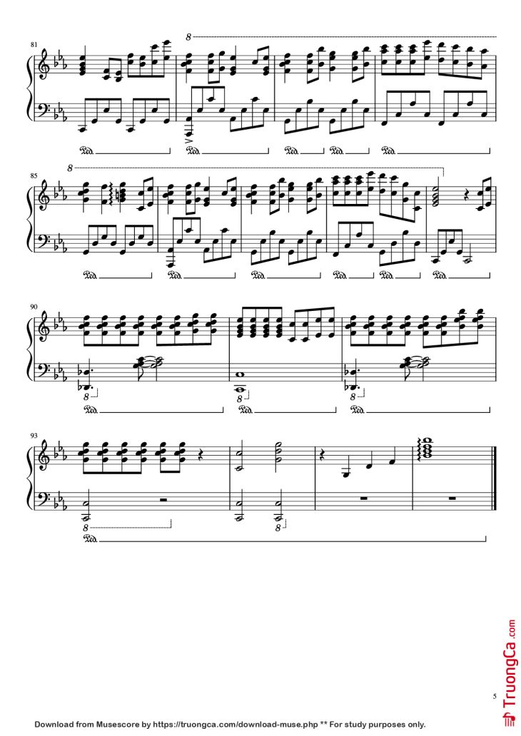 Page 5 of the piano sheet music PDF Piano – The Wind Forest (from My Neighbour Totoro) Piano by Joe Hisaishi