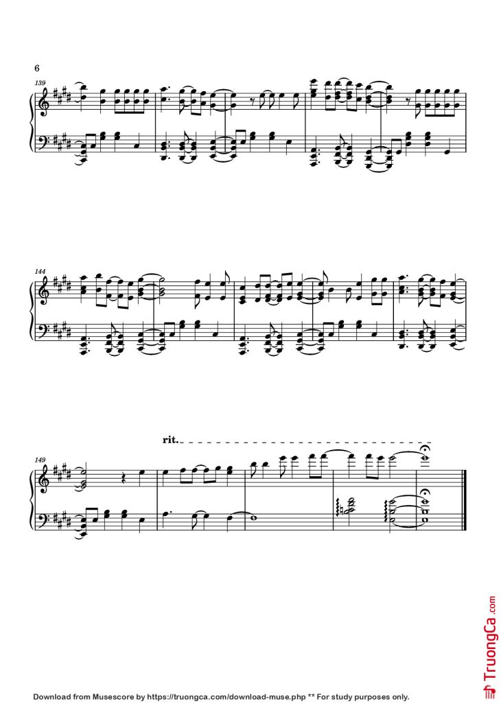 Page 6 of the piano sheet music PDF Piano – Anytime Anywhere Piano by Milet