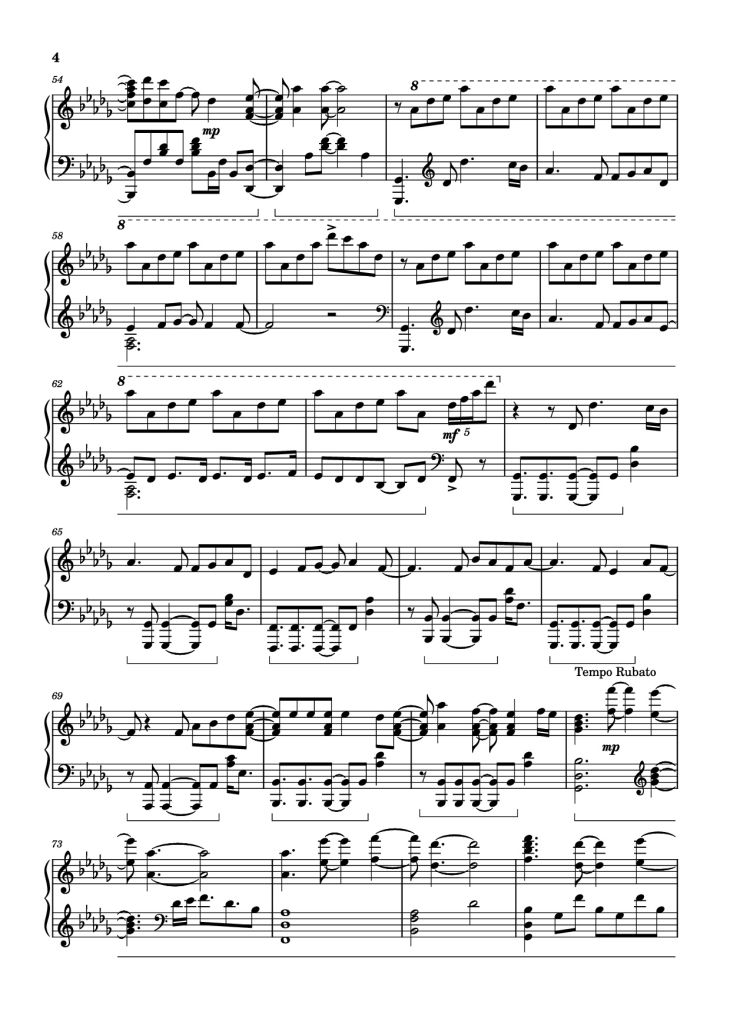 Page 4 of the piano sheet music PDF Piano – Ao No Sumika Piano by Tatsuya Kitani