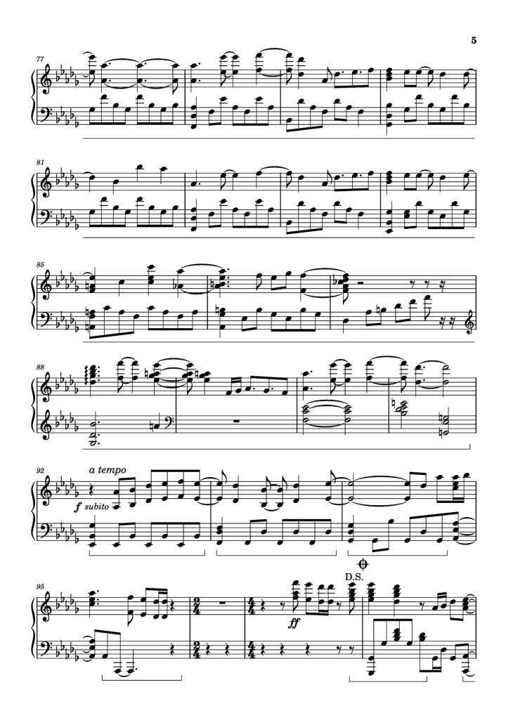 Page 5 of the piano sheet music PDF Piano – Ao No Sumika Piano by Tatsuya Kitani
