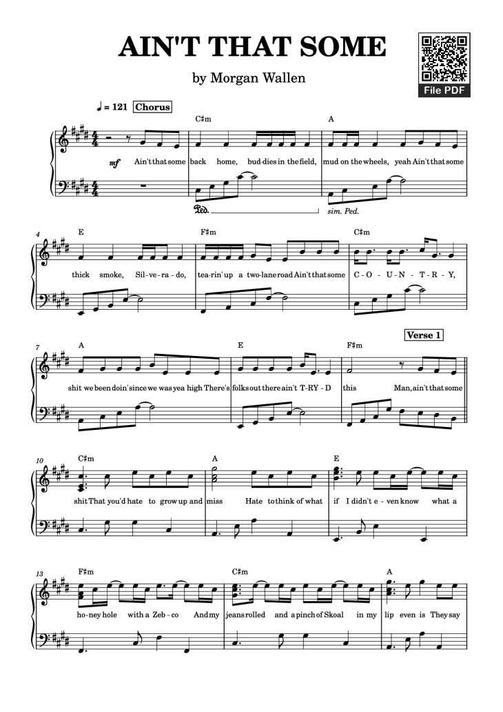 Page 1 of the piano sheet music PDF Piano – AIN