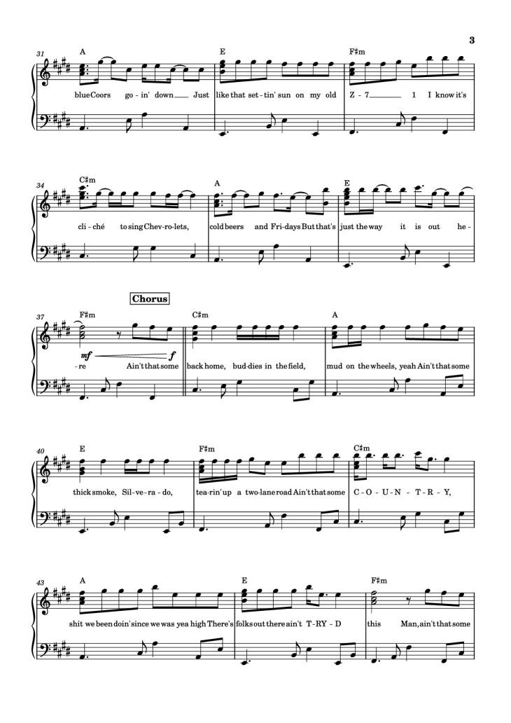 Page 3 of the piano sheet music PDF Piano – AIN