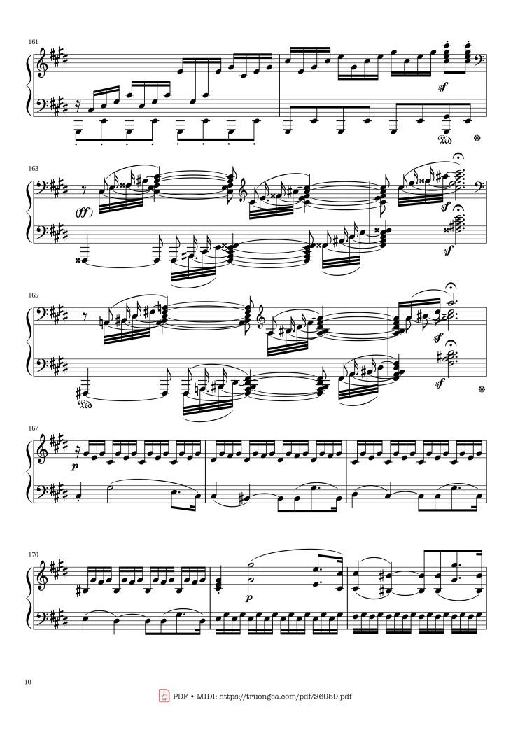 Page 10 of the piano sheet music PDF – Sonate No. 14, Moonlight, 3rd Movement by Ludwig van Beethoven