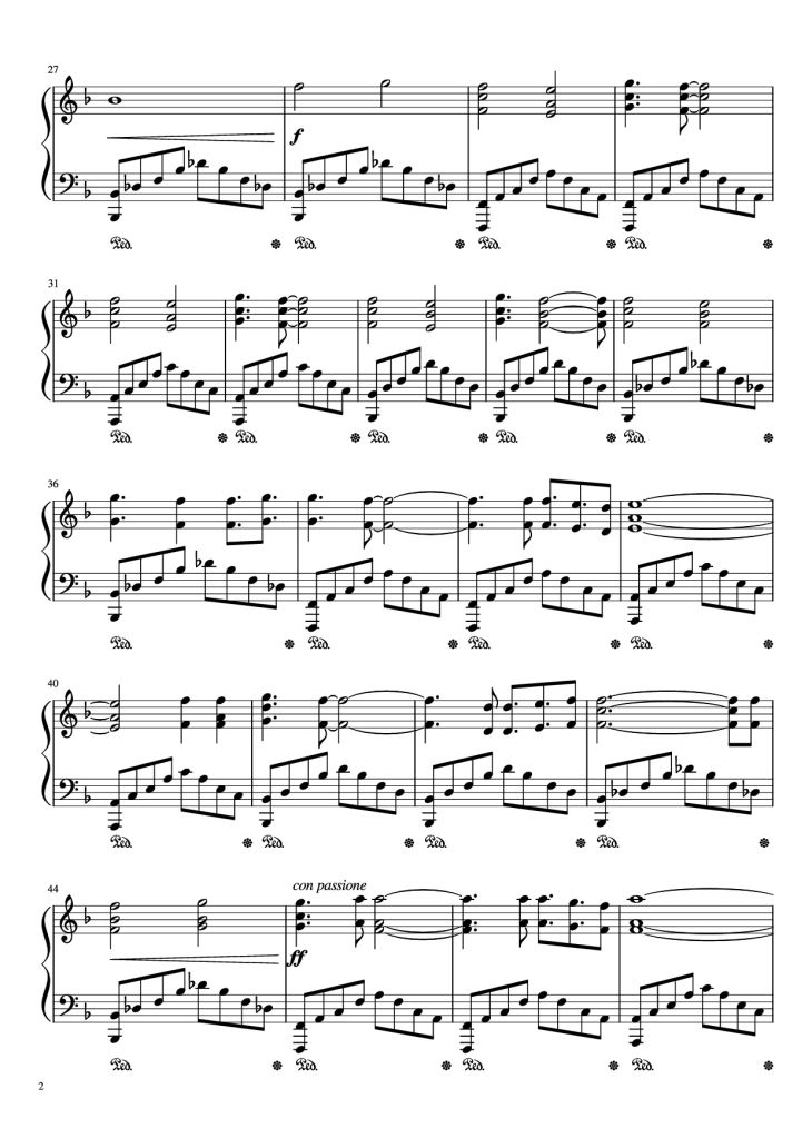 Page 2 of the piano sheet music PDF Piano – Red Swan Piano by Yoshiki - feat. HYDE