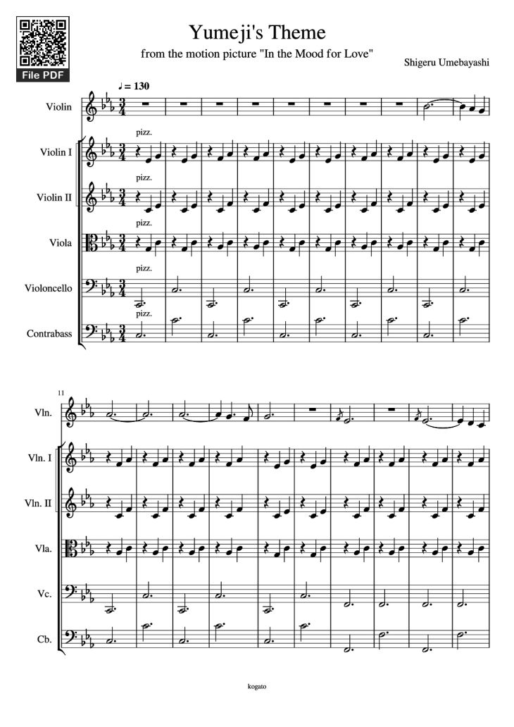 Page 1 of the piano sheet music PDF – Yumeji