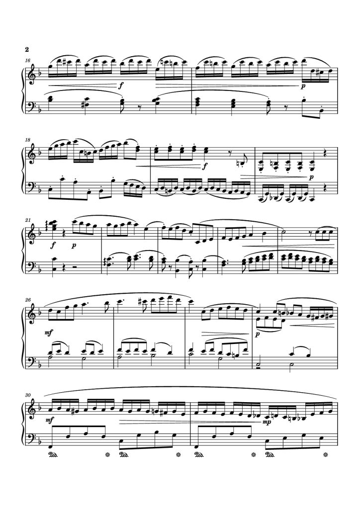 Page 2 of the piano sheet music PDF Piano – Piano Sonata No. 12 in D minor by Michael Nicht