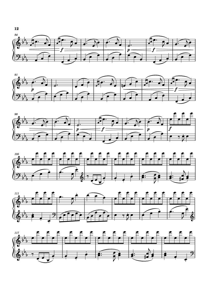 Page 12 of the piano sheet music PDF Piano – Piano Sonata No. 12 in D minor by Michael Nicht