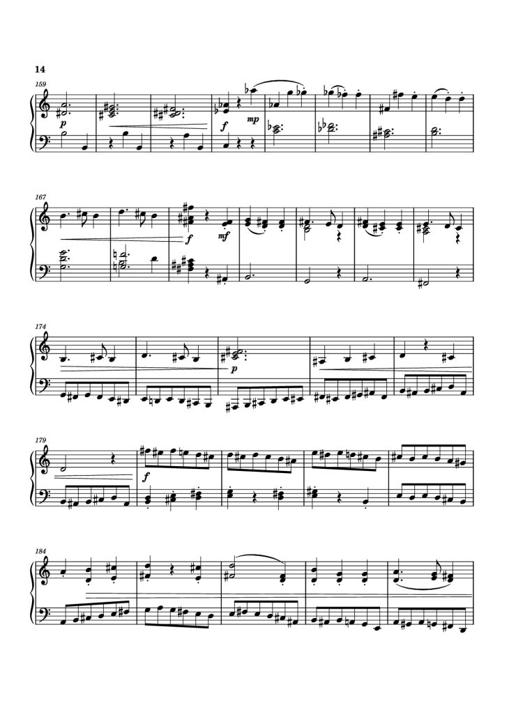 Page 14 of the piano sheet music PDF Piano – Piano Sonata No. 12 in D minor by Michael Nicht