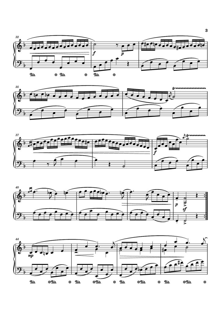 Page 3 of the piano sheet music PDF Piano – Piano Sonata No. 12 in D minor by Michael Nicht