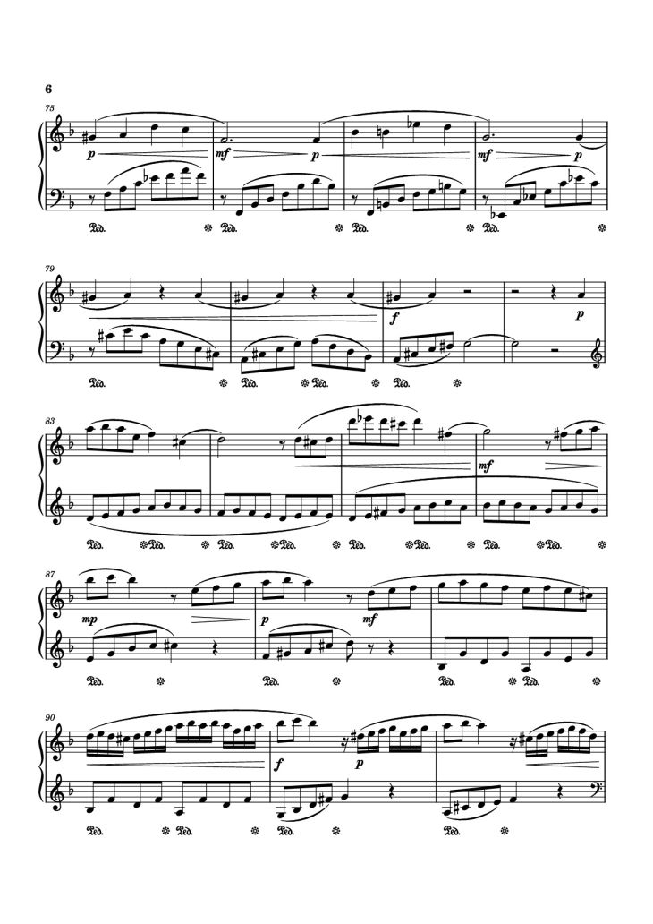 Page 6 of the piano sheet music PDF Piano – Piano Sonata No. 12 in D minor by Michael Nicht