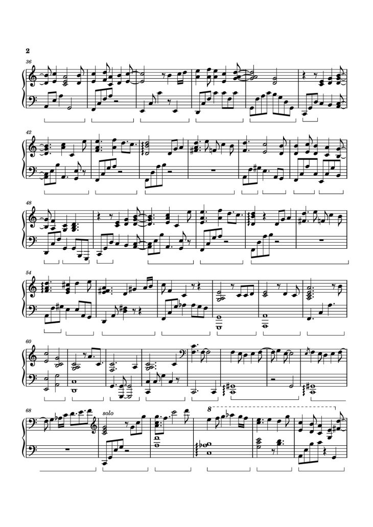 Page 2 of the piano sheet music PDF Piano – Sweet Sorrow Piano by Izumi Hirotaka