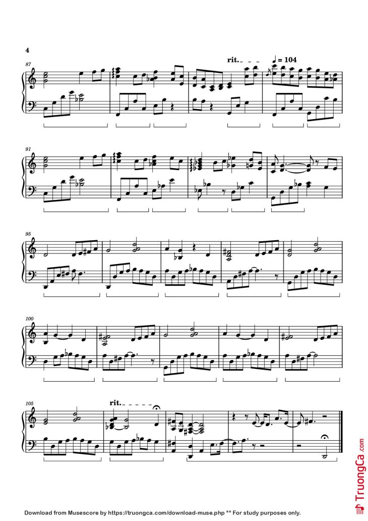 Page 4 of the piano sheet music PDF Piano – Elegy for Silence Piano by Izumi Hirotaka