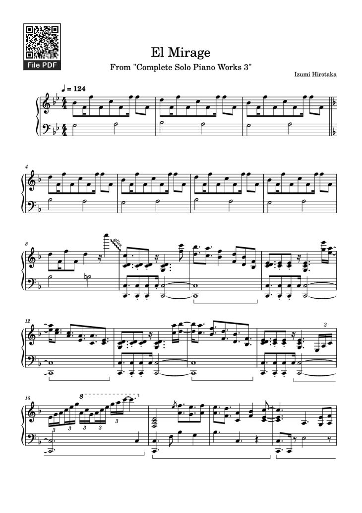 Page 1 of the piano sheet music PDF Piano – El Mirage Piano by Izumi Hirotaka