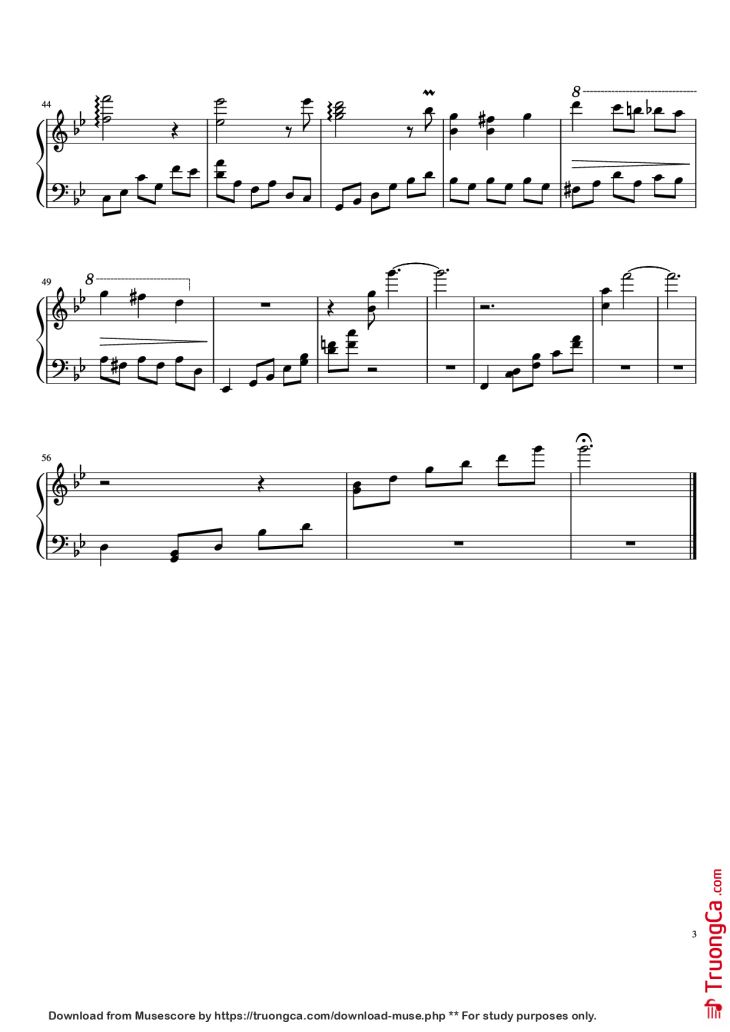 Page 3 of the piano sheet music PDF Piano – Nocturne Piano by Bill Kiley and Justin Stander