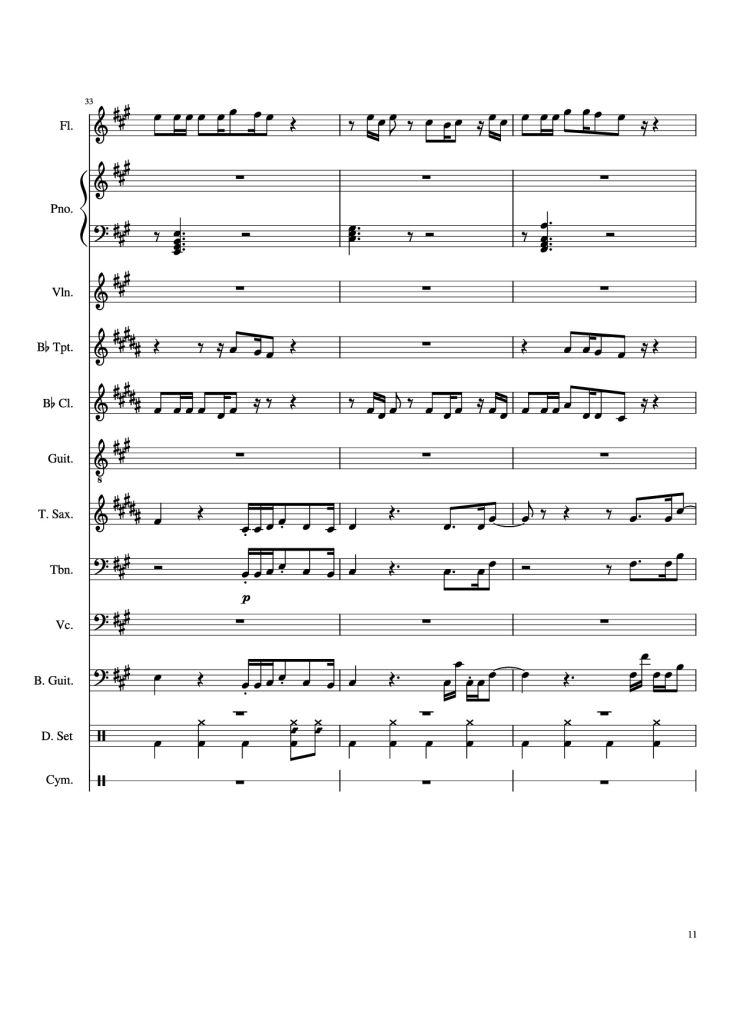 Page 11 of the piano sheet music PDF Piano – Dynamite Piano by Arranged by AmyDoopy