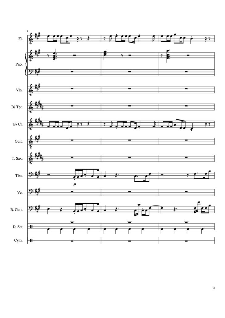 Page 3 of the piano sheet music PDF Piano – Dynamite Piano by Arranged by AmyDoopy