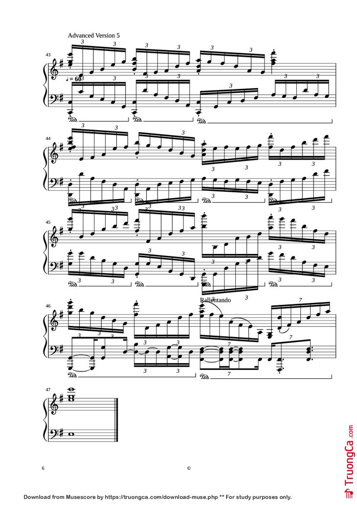 Page 6 of the piano sheet music PDF Piano – Kingdom Hearts - Dearly Beloved Piano by Yoko Shimomura