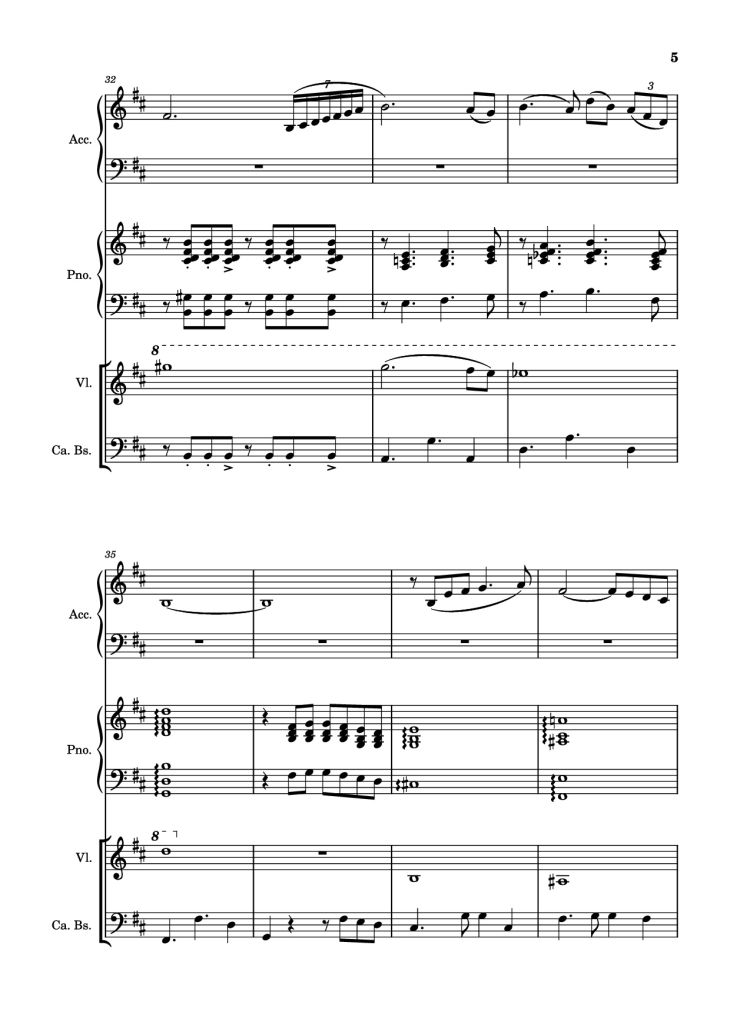 Page 5 of the piano sheet music PDF Piano – Milonga del ángel Piano by A. Piazolla