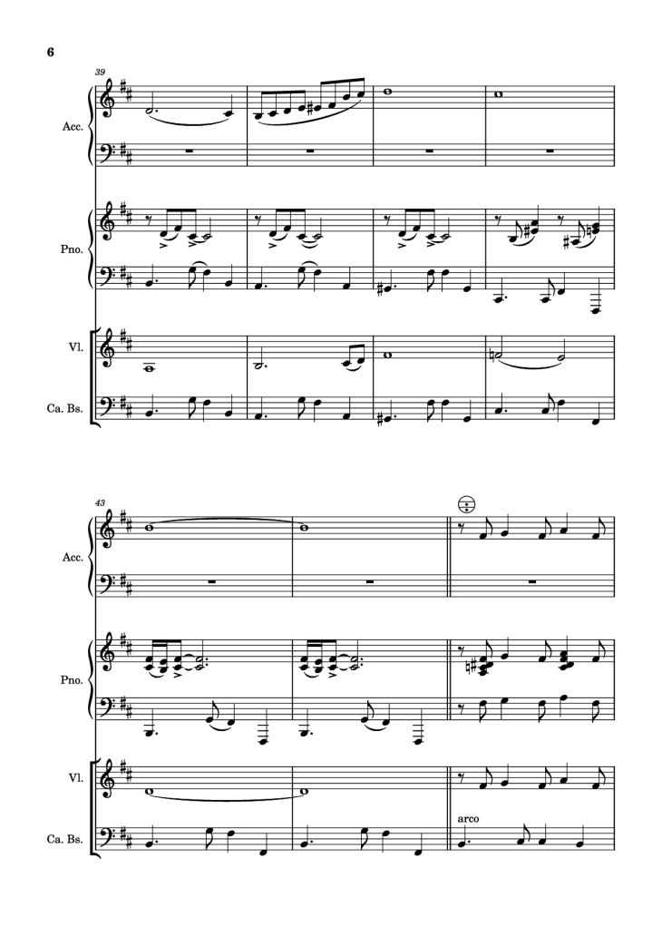 Page 6 of the piano sheet music PDF Piano – Milonga del ángel Piano by A. Piazolla